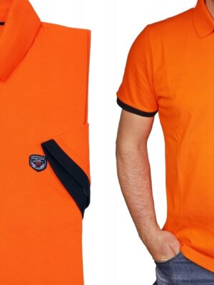 Polo koszulka męska pomarańczowa polówka Polska BASTION tshirt M - sklepbastion.pl