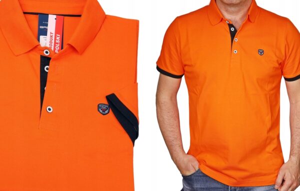 Polo koszulka męska pomarańczowa polówka Polska BASTION tshirt M - sklepbastion.pl