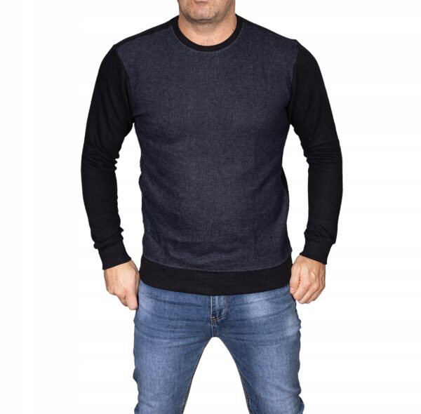 Sweter męski granat klasyczny slim bawełniany XXL