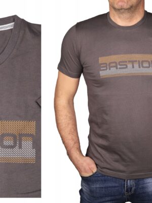 Koszulka męska stalowa bawełniana Polska Tshirt z nadrukiem Bastion 3XL - sklepbastion.pl