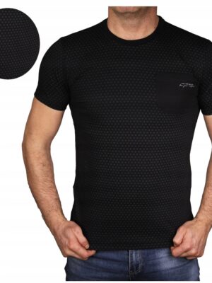 Koszulka męska czarna elegancka Bastion t-shirt w wzory Polski bawełniany L - sklepbastion.pl