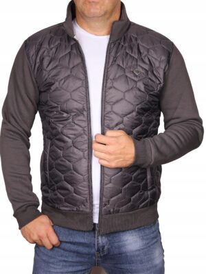 Bluza męska rozpinana stalowa ze stójką Polska ciepła elegancka kurtka XL - sklepbastion.pl
