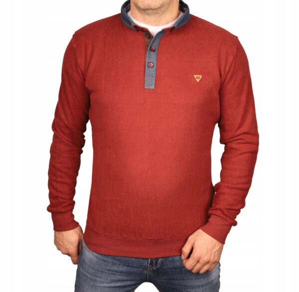 Bluza męska elegancka z kołnierzem bawełniana Polska Bastion ceglasta L - sklepbastion.pl