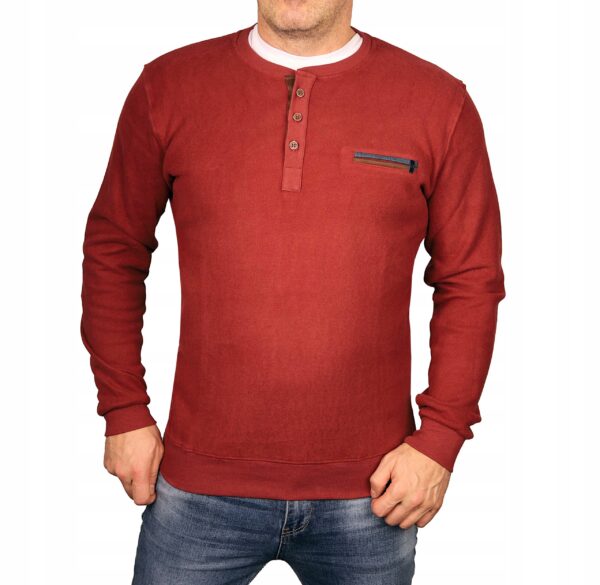 Bluza męska elegancka na guziki bawełniana Polska ceglasta Bastion L - sklepbastion.pl