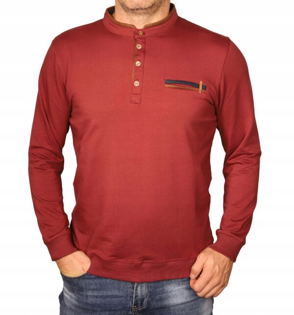 Bluza męska elegancka na guziki bluzka Bastion bordowa gładka ciepła XL - sklepbastion.pl