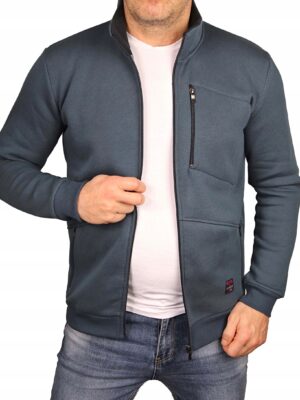 Bluza męska niebieska rozpinana Polska ciepła bawełniana sport Bastion XL - sklepbastion.pl
