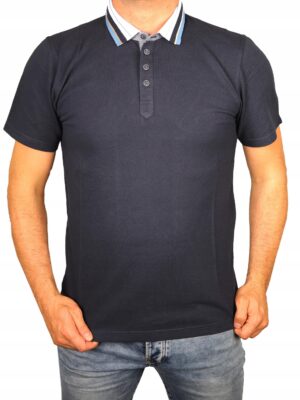 Polo męska koszulka z kołnierzem bawełniana Polska tshirt granatowa F _ L - sklepbastion.pl