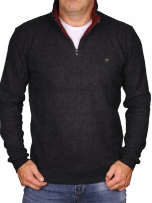Bastion bluza męska KKZ2 stójka z krótkim zamkiem Polski czarna melanż XL - sklepbastion.pl