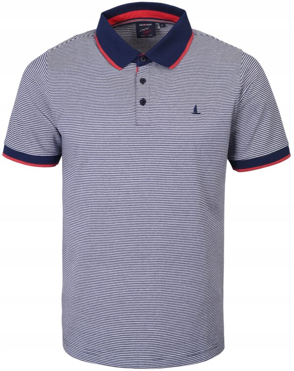 Polo męska koszulka z kołnierzem w paski polówka Pako elegancka niebieska M - sklepbastion.pl
