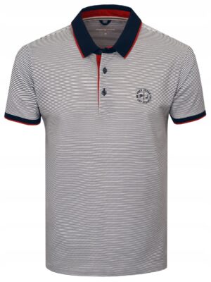 Polo męska niebieska w paski koszulka z kołnierzem elegancka polówka 3XL - sklepbastion.pl