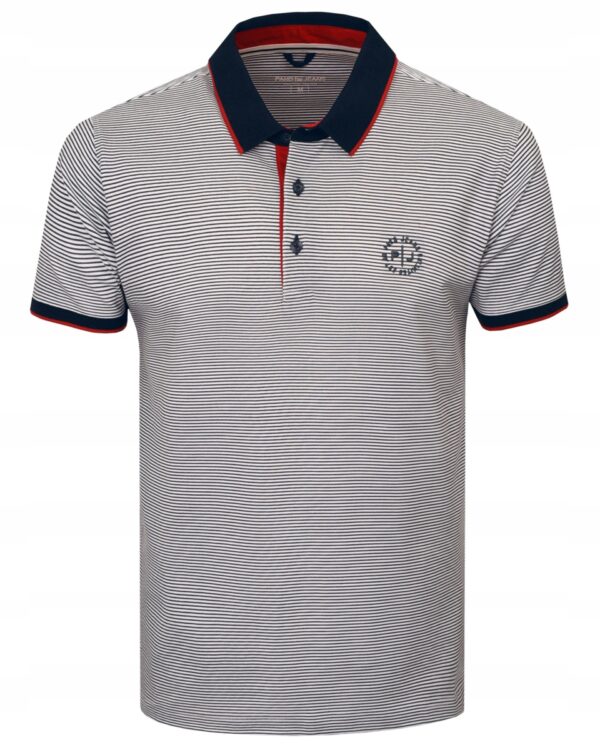 Polo męska niebieska w paski koszulka z kołnierzem elegancka polówka 3XL - sklepbastion.pl