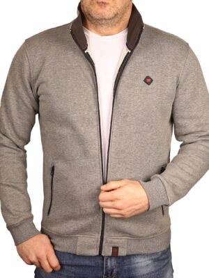 Bluza męska ze stójką rozpinana szara Polska klasyczna sportowa Bastion XL - sklepbastion.pl
