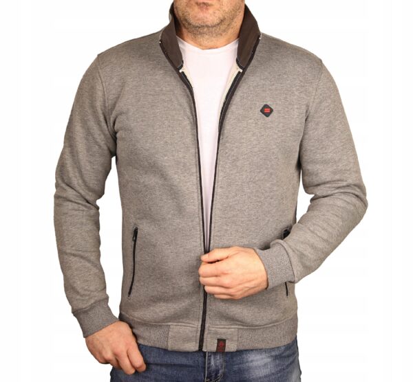 Bluza męska ze stójką rozpinana szara Polska klasyczna sportowa Bastion XL - sklepbastion.pl