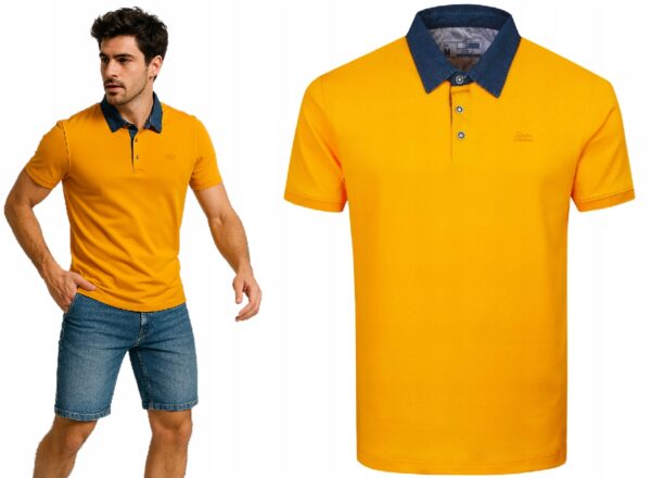 Polo męska żółta gładka koszulka z kołnierzem Pako elegancka polówka XXL - sklepbastion.pl