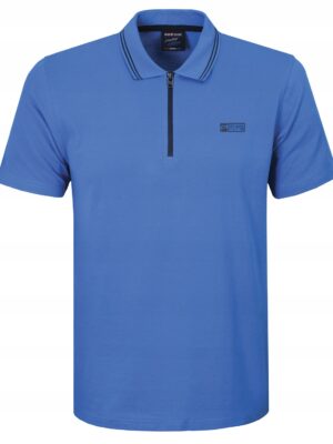 Polo męska niebieska gładka koszulka z kołnierz Pako z zamkiem polówka 4XL - sklepbastion.pl