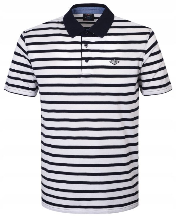 POLO Koszulka Męska w Paski biała granatowa Bawełna HASIMI Pako polówka 3XL - sklepbastion.pl