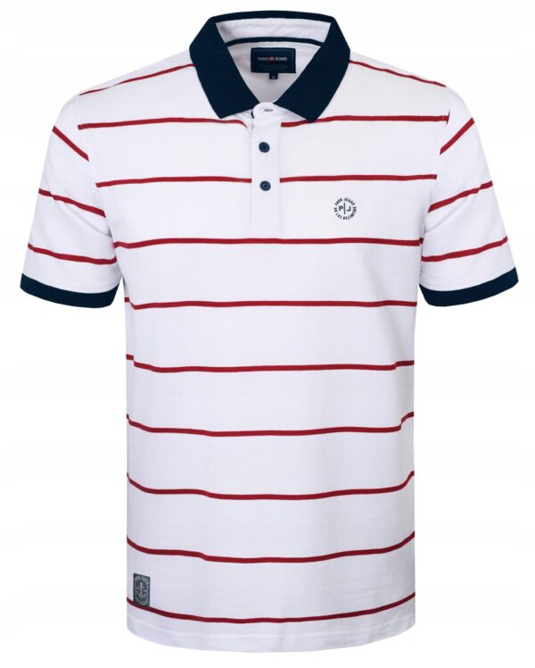 POLO Koszulka Męska w Paski biała Bawełniana mitt Pako polówka modna 3XL - sklepbastion.pl