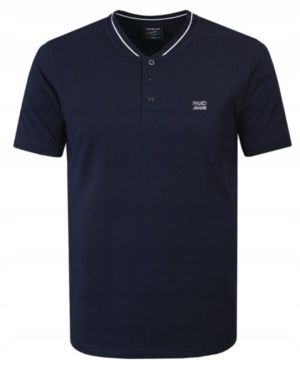 T-shirt męska granatowa koszulka elegancka Pako stylowa guziki w serek XL - sklepbastion.pl