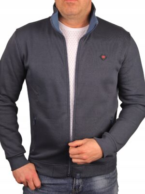 Bluza męska ze stójką rozpinana cyjan jeans Polska klasyczna sportowa BR3 L - sklepbastion.pl