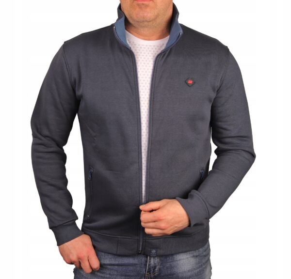 Bluza męska ze stójką rozpinana cyjan jeans Polska klasyczna sportowa BR3 L - sklepbastion.pl