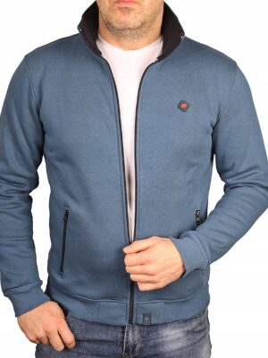 Bluza męska ze stójką rozpinana niebieska Polska klasyczna sportowa BR3 4XL - sklepbastion.pl