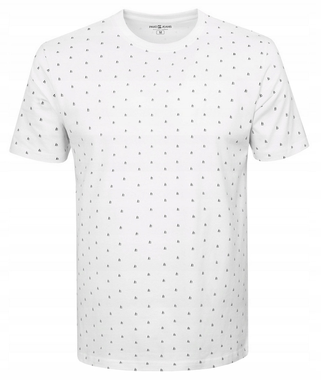 Koszulka męska biała we wzory klasyczna Tshirt Pako bawełniany XXL - obrazek 115